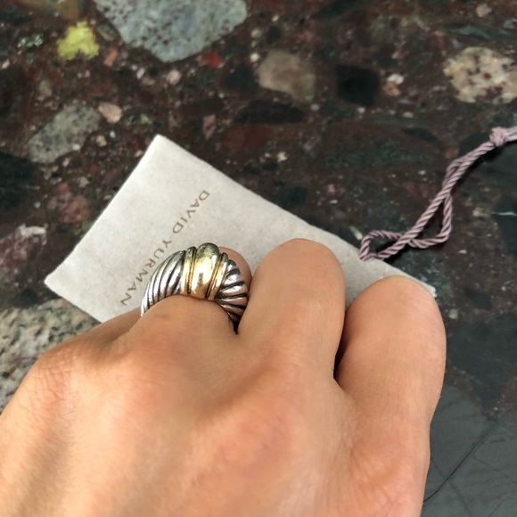 David Yurman Silver/Gold Sterling 14K Cable Ring - Picture 5 of 5